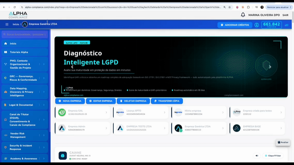 Plataforma Alpha Compliance - Solução completa de adequação à LGPD